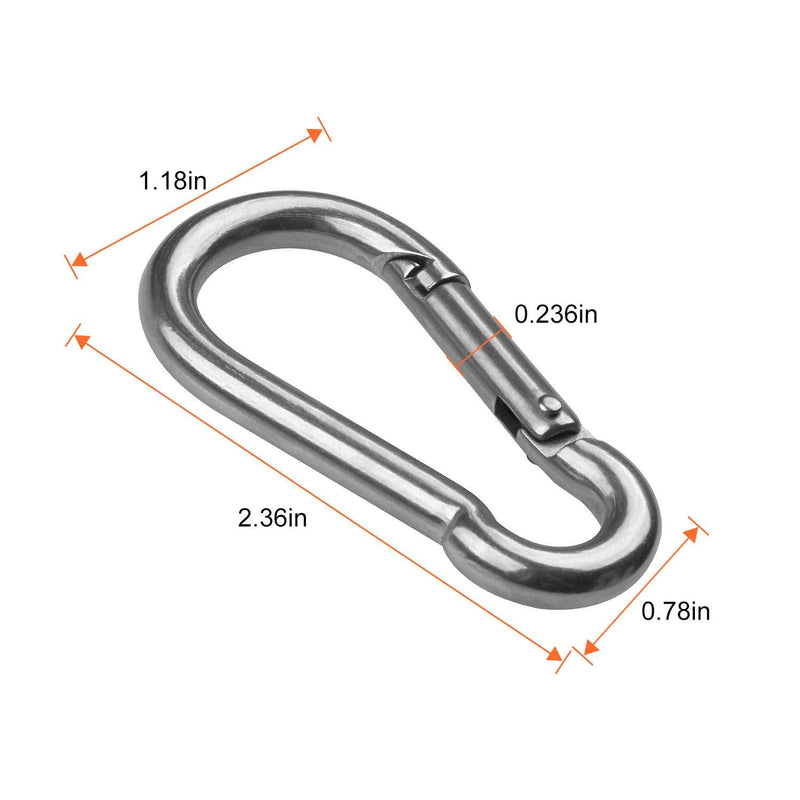 CBTOEN Set of 15 Spring Snap Hook Stainless Steel Carabiner Clip Keychain 2.4 Inch Spring Ring Hook for Home Outdoor Sports Camping