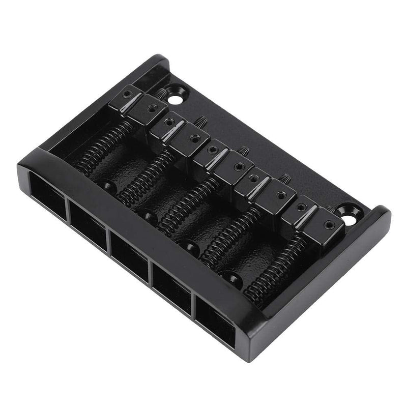 Guitar Saddle Bridge Plate,Metal Quality 5 String Electric Bass Bridge Tailpiece Replacement Accessory, Black or Silver.(Black)