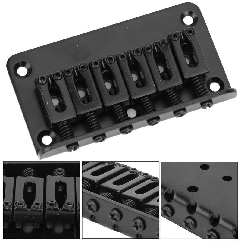 6-Strings Fixed Bridge Electric Guitar Hardtail Saddle Bridge Replacement Parts with Wrench 78mm (Black) Black