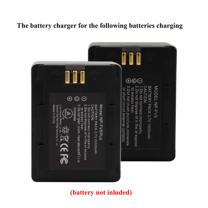 Camera Battery Charger, for Camcorder NP-FV5 Plus 3.7V 1000/1500/2000/2500mAh Rechargeable Li-ion Battery Charging