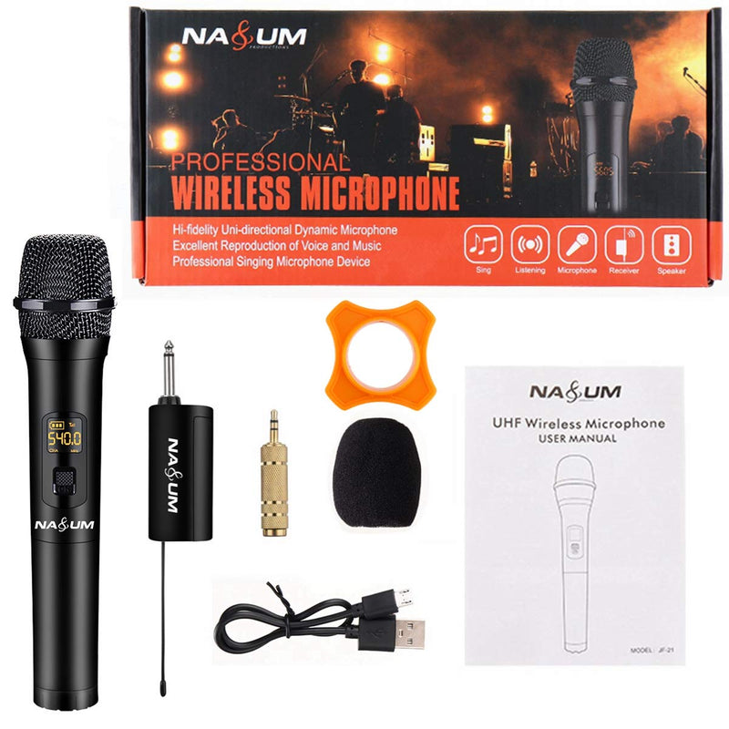 [AUSTRALIA] - NASUM Wireless Karaoke Microphone, UHF Handheld Wireless Mic with 1/4'' Input Rechargeable Receiver, Professional Dynamic Cordless Microphone for Singing, Karaoke, Speech, Wedding, Church, Classroom 