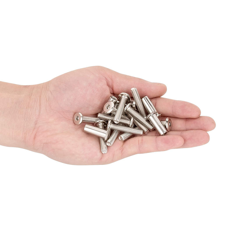 PGMJ 40 Sets M6 Binding Post Screws Rivet Socket Cap Connecting M6 Bolts Cap Nuts Assortment Kit for Baby Bed Furniture,Leather Saddles Purses Belt Repair,Scrapbook Photo Albums Binding (M6x30mm-D) M6x30mm-D