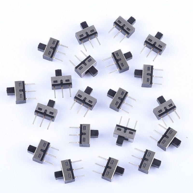 Cylewet 20Pcs 5mm High Knob Vertical Slide Switch 3 Pin 2 Position 1P2T SPDT Panel (Pack of 20) CYT1107