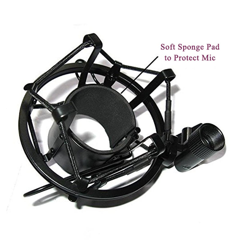 [AUSTRALIA] - Etubby 47-53mm AT2020 Microphone Shock Mount with Double Mesh Pop Filter & Screw Adapter, Adjustable Anti Vibration High Isolation Metal Mic Mount Holder Clip for Diameter of 47-53mm Microphone 47-53mm / L 