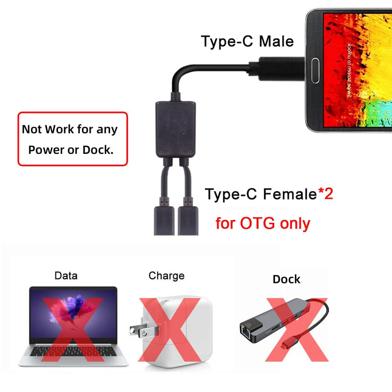 [AUSTRALIA] - CY Cable Type-C OTG to Dual Ports USB-C Female Hub Cable for Laptop PC Mouse Flash Disk 30cm 