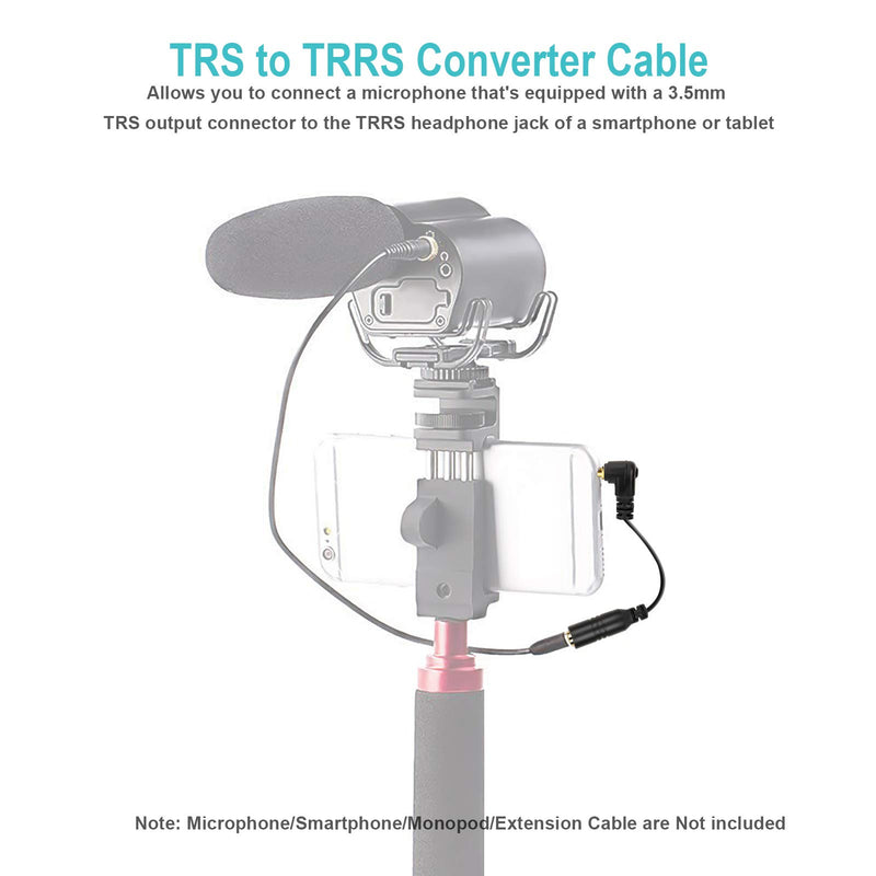 TRS to TRRS Converter Cable, 3.5mm Earphone Headphone Microphone Converter Adapter Cable Line for Smartphone