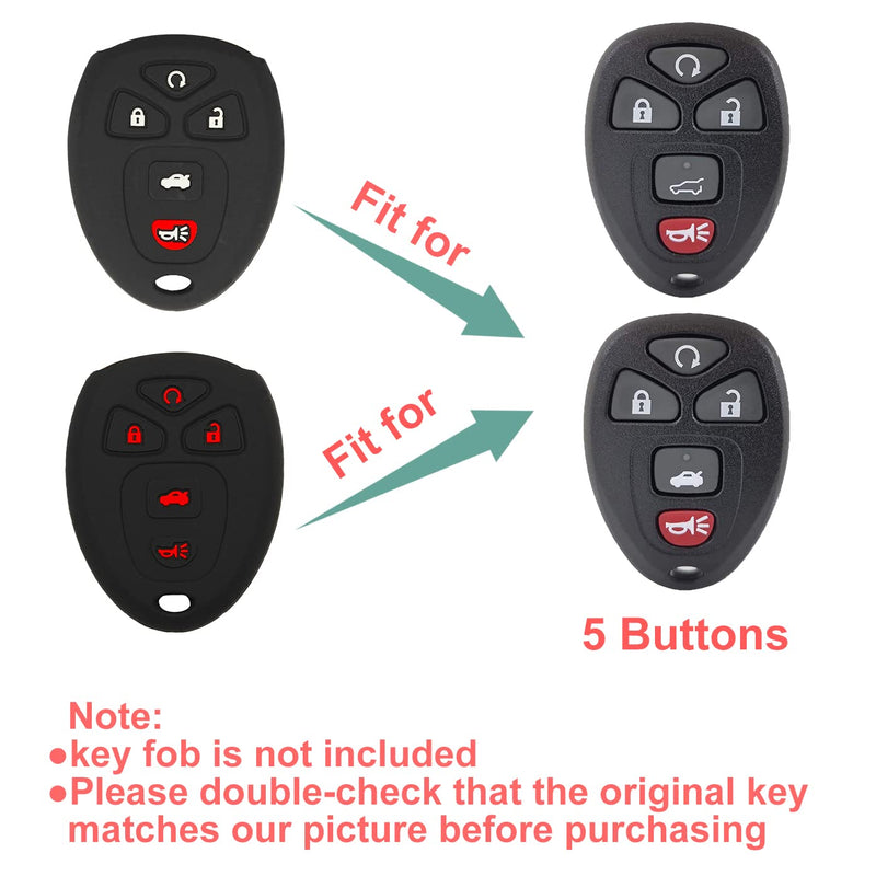 Ywonobs Silicone Rubber Key Fob Cover Remote Case Protector Skin Compatible with Chevrolet Cobalt Malibu Suburban Tahoe Traverse GMC Acadia Yukon Buick Enclave Lacrosse Cadillac Escalade SRX