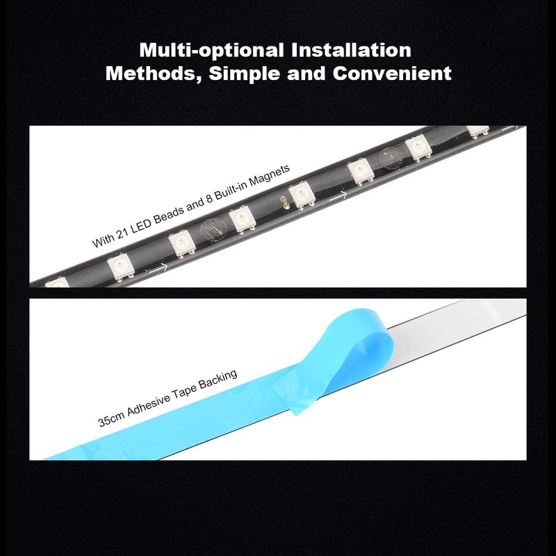 [AUSTRALIA] - J&D RGB PC LED Light Strips, 2 Pack Adhesive Magnetic RGB LED Light Strip Plus Extension with 5V 3pin RGB Header for Motherboard and PC Case, 13.8 inches 2-pack (5v, 3pin) 