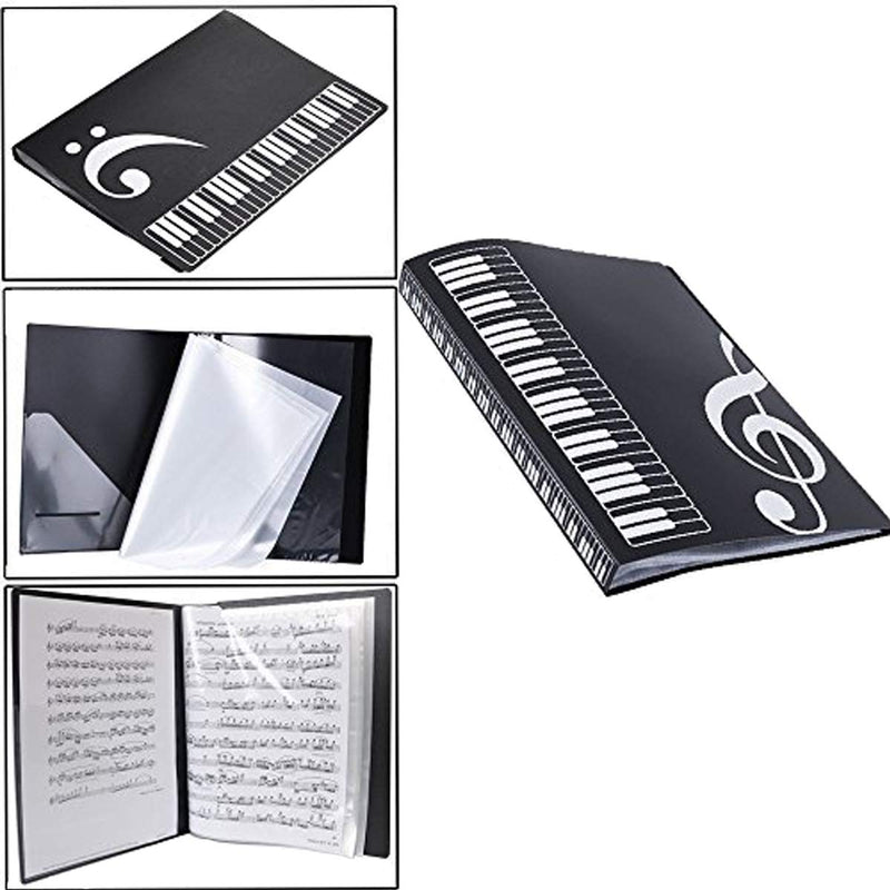 Music folder piano score folder Music folder storage Holder A4 Size Folder,40 Pockets Chorus dedicated Sheet Music Folder Black