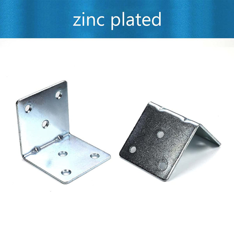 [AUSTRALIA] - MroMax 10PCS Right Angle Bracket Corner Bracket 1.97" x 1.97" (L x W) Galvanized Angle Bracket Fastener Right Angle Bracket Suitable for Furniture Wooden Cabinet 