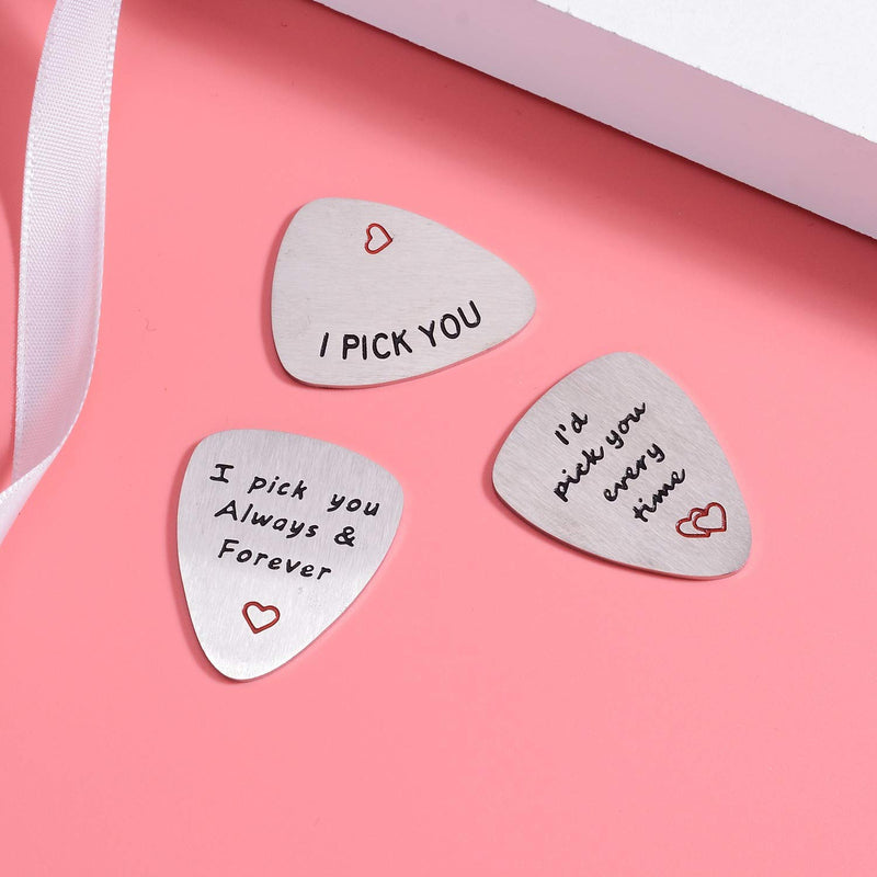 Pack Of 3 Guitar Picks I Pick You Gift For Husband Wife Boyfriend Girlfriend Gift For Love