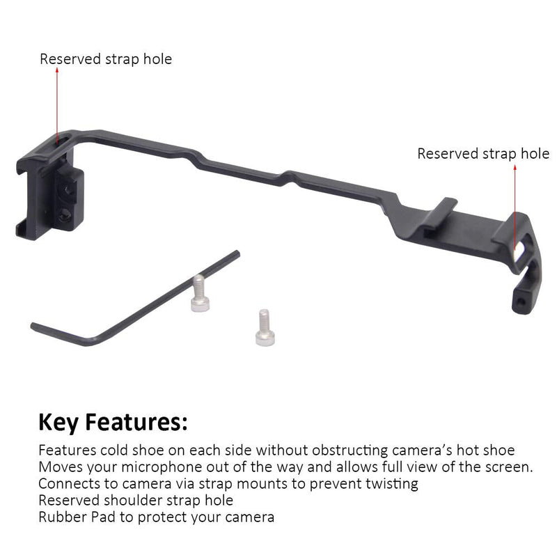 Dual Cold Shoe Adapter Relocation Plate, Easy Hood Microphone Extension Cold Shoe Mount Bracket for Sony Alpha A6400 ILCE-6400 Camera, Vlogging Video Making Shooting Accessory