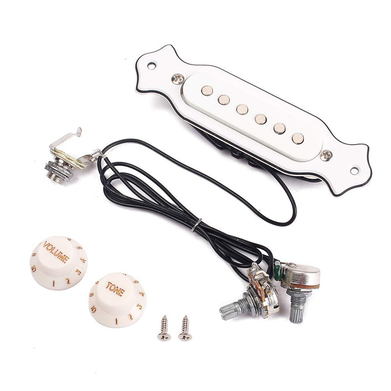 Alnicov White Sound Hole Magnetic Pickup with Tone Volume Knobs for 6 String Folk Acoustic or Electric Guitar