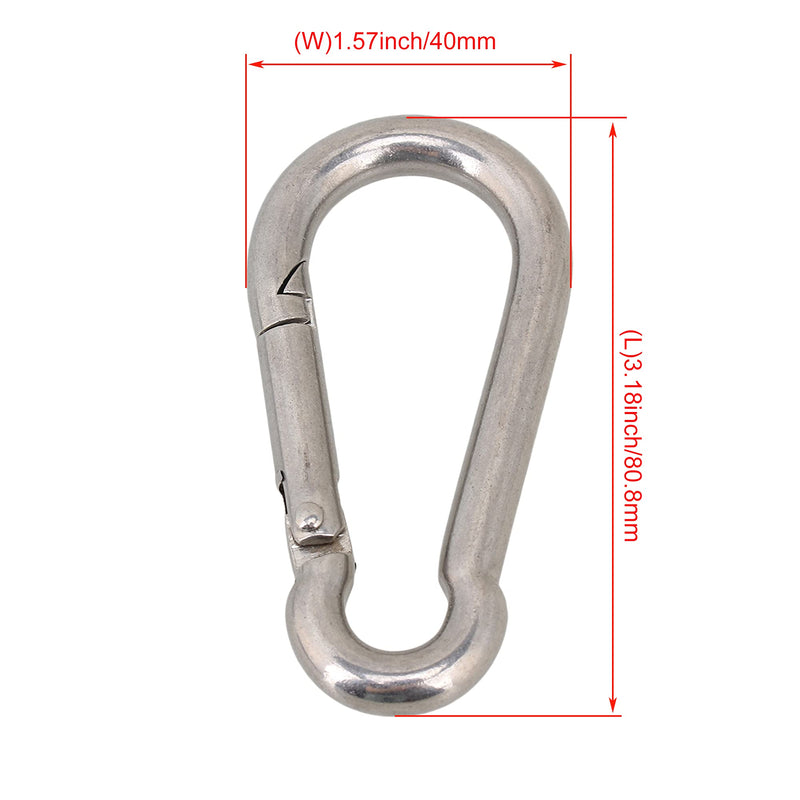 CNBTR M8 x 80mm Spring Snap Hook Spring Snap Link Grade Heavy Duty 304 Stainless Steel Pack of 2