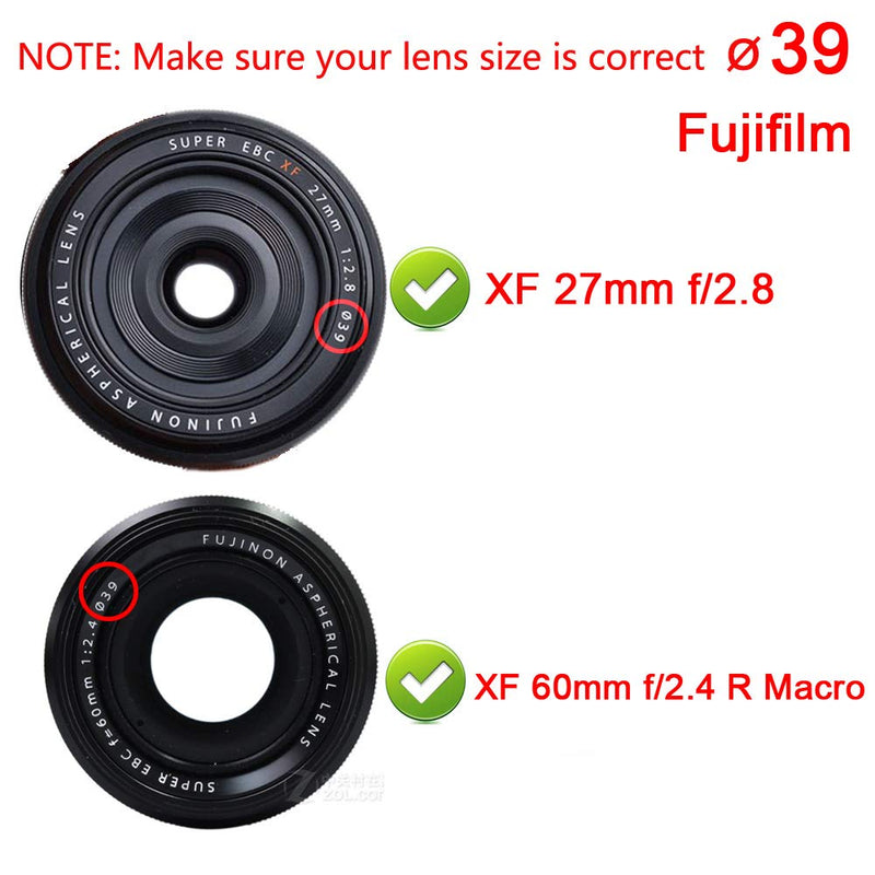 WH1916 39mm Lens Cap Compatible for Fujifilm XF 27mm f/2.8 XF 60mm f/2.4, Compatible for Leica M ELMARIT-M 28mm f/2.8 ASPH [2 Packs]