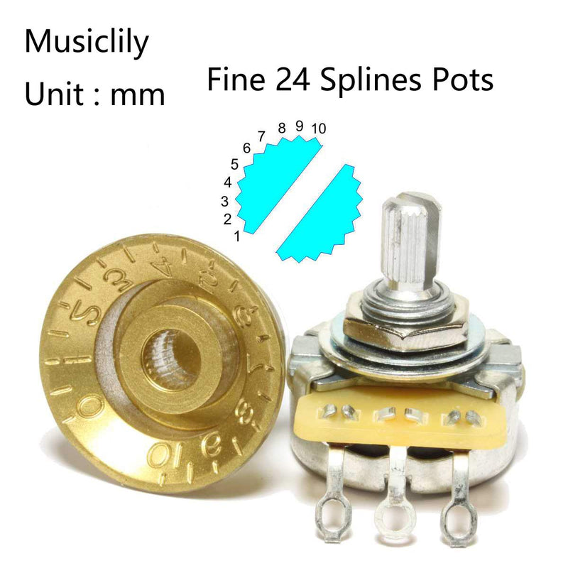 Musiclily Pro Inch Size Guitar Reflector Knobs Top Hat Bell 2 Volume 2 Tone Knobs Set Compatible with USA Made Les Paul SG Style, Amber with Silver Top