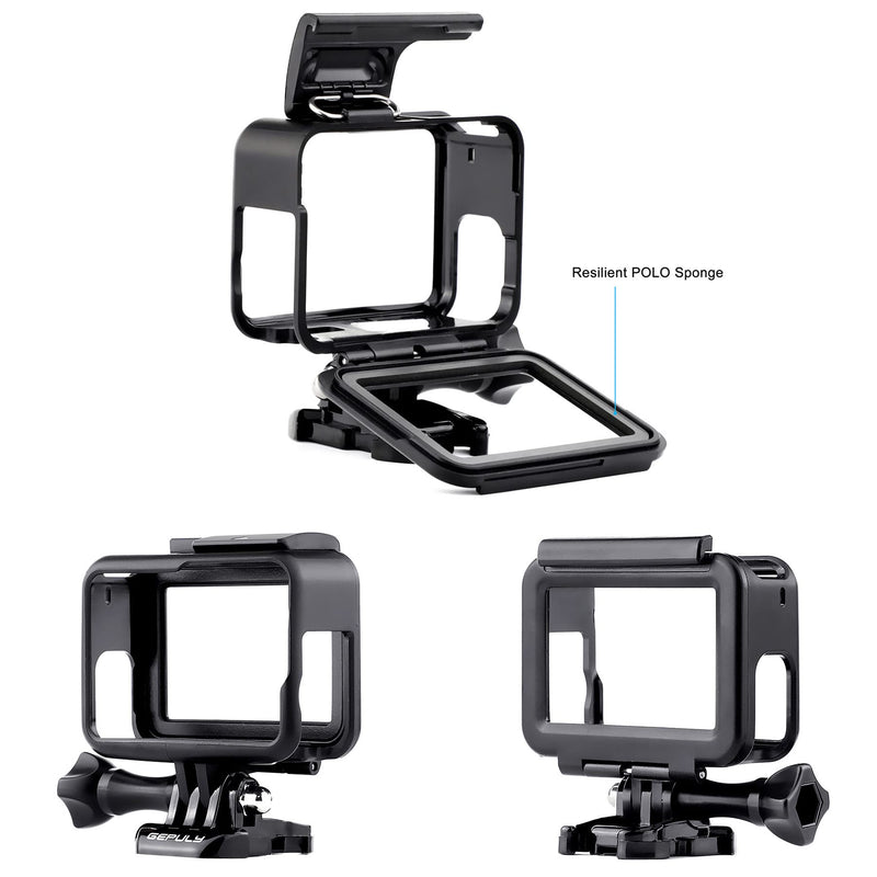 GEPULY Frame Mount Housing Case for GoPro Hero 7 Black, Hero 7 Silver, Hero 7 White, Hero 6 Black, Hero 5 Black, Hero (2018) Cameras - Includes Quick Release Buckle and Tripod Adapter The Frame for Hero 5/6/7