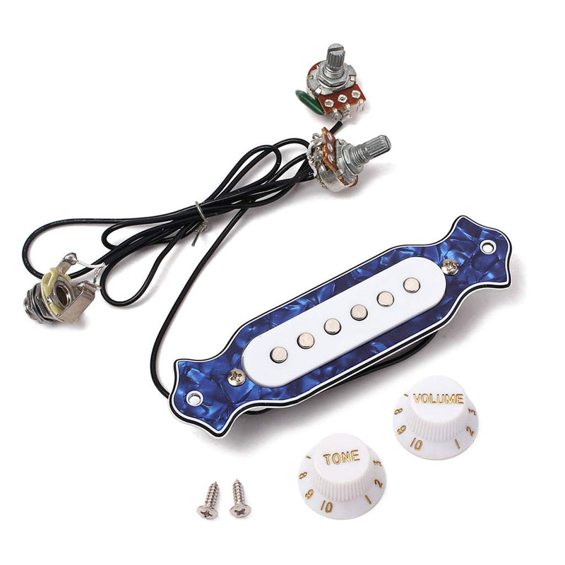 Alnicov Blue Sound Hole Magnetic Pickup with Tone Volume Knobs for 6 String Folk Acoustic or Electric Guitar