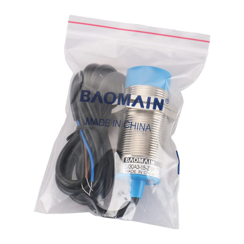 Baomain M30 Non-Embedded Inductive Sensor Switch LJ30A3-15-Z/BY Cylindrical Type DC 10-30V 3 Wire PNP NO(Normally Open) CE