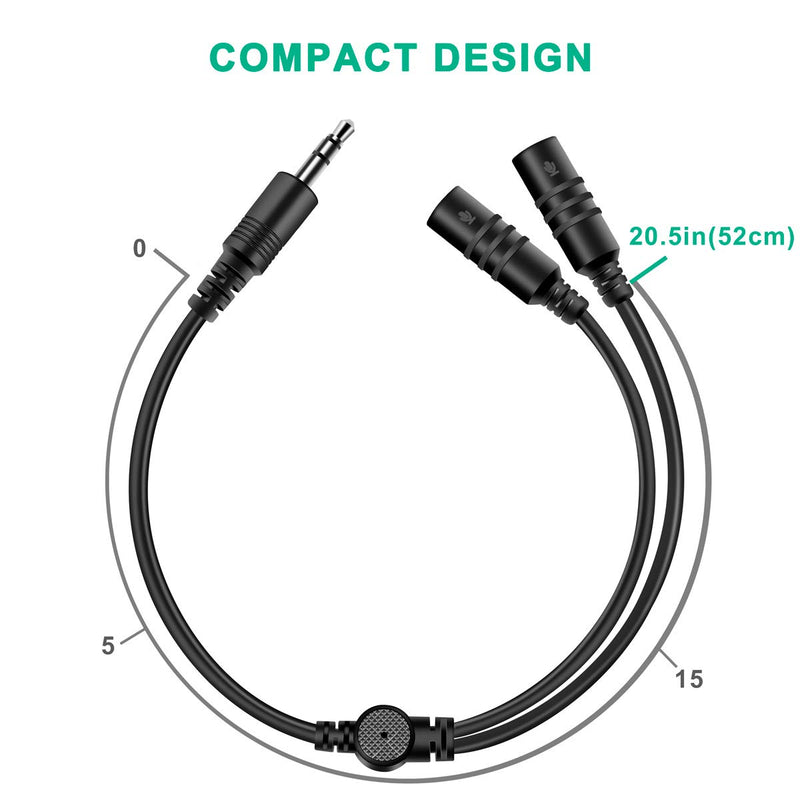 KIMAFUN Dual Mic Splitter Adapter, Standard 3.5mm Male to Dual 3.5mm MIC Female Audio Mic Y Splitter Cable Compatible with KIMAFUN Wireless MIC Series Includes G130-1, G100-1, G100-B, G102-3.G130-YS