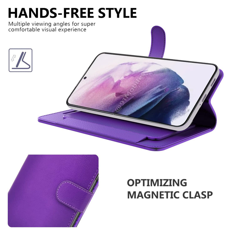 CoverON Wallet Pouch Designed for Samsung Galaxy S22 Plus Case, RFID Blocking Flip Folio Stand PU Leather Phone Cover - Purple