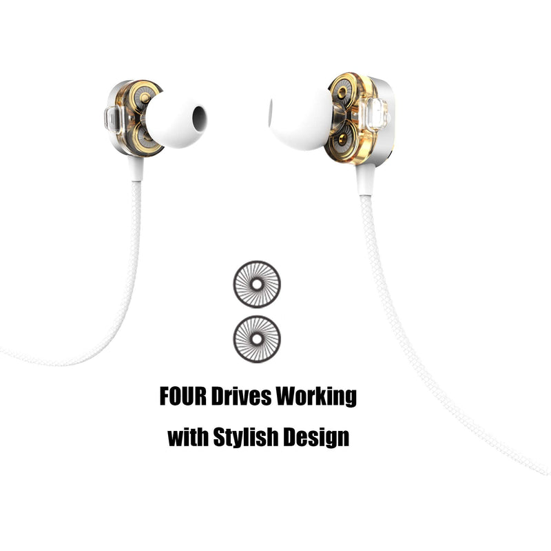 14 Hours Dual Dynamic Drives BAIJI Bluetooth Headphones Full Frequency HiFi Stereo Wireless Magnetic Earbuds Sport with Fixed Clip & Non-Slip Cable with Clear Mic, Comfortable & Fast Pairing (Silver) Silver