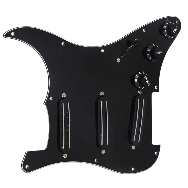 Yibuy Black 3-ply Dual Rail Pickup Electric Guitar Loaded Prewired Pickguard set SSS 9.2-9.3 kohm