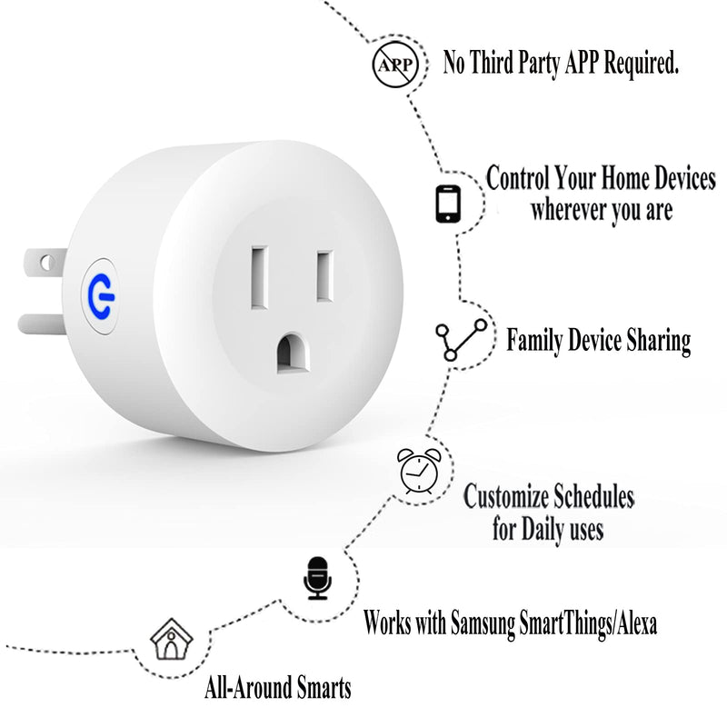 CMARS Smart Plug, ZigBee Switch Mini Smart Outlet Works with ST, Alexa, Echo (4th gen) Echo Plus (2nd) Google Home, Works as a Range Extender, Hub Required （2 Pack）