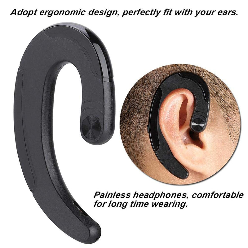 Socobeta Bluetooth Headset Waterproof Wireless Rechargeable Bone Conduction Earphone with Mic(Black) Black