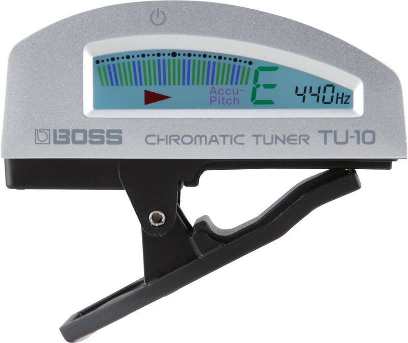 BOSS Tu-10-Sv Guitar Tuning Unit, Clip-On Tuner with ''True Colour'' Display, Full Visual Experience, Silver