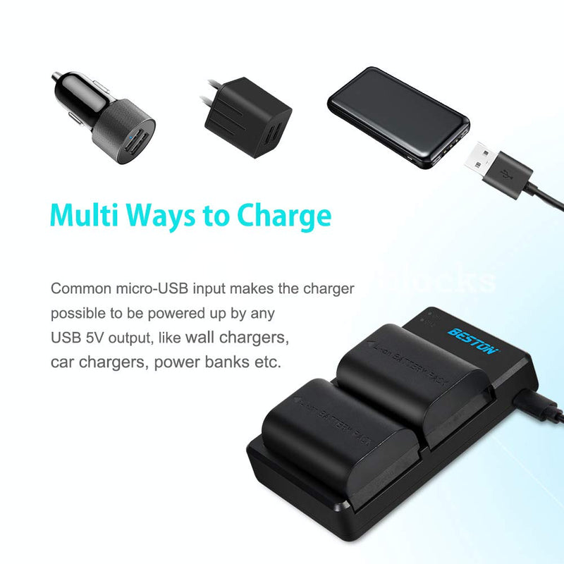 [AUSTRALIA] - BESTON 2-Pack LP-E6 LP-E6N Battery Pack and Rapid USB Charger for Canon EOS R R5 R6, 6D 7D 60D 70D 80D 90D, 5D Mark II III IV, 6D Mark II, 7D Mark II, 5DS R, XC10 XC15 Cameras 