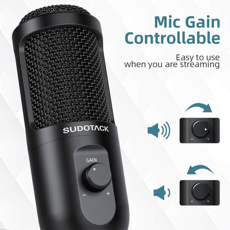 USB Microphone for Computer, SUDOTACK Condenser PC Mic Kit for Streaming, Recording, Podcasting, Gaming, YouTube, Skype, Zoom, Twitch, Compatible with Laptop Desktop Windows macOS (ST-600)