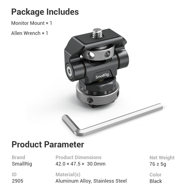 SMALLRIG Field Monitor Mount Monitor Holder Swivel and Tilt Adjustable with Cold Shoe Mount for 5" and 7" Monitor - 2905