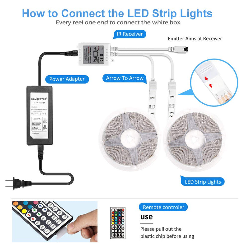 [AUSTRALIA] - Daybetter Led Strip Lights Waterproof 10M 32.8ft Color Changing RGB 3528 600 LEDs, Led Lights for Bedroom,Holiday 