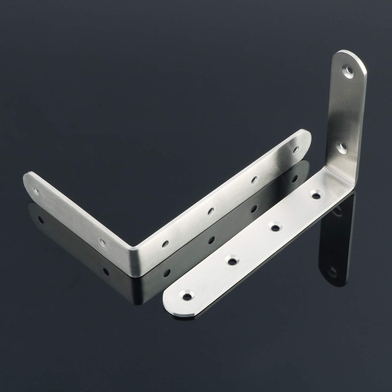 Alise Floating Shelf Bracket Widened and Thickened Stainless Steel Brackets Heavy Duty Corner Brace Support Wall Hanging 6x4Inch,4Pcs Brushed Nickel 6x4 Inch