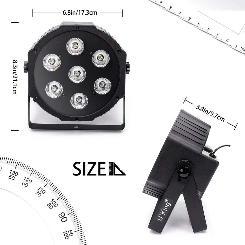 UKing Stage Lights 7 LED Par Can DMX Lights RGBW with Wireless Remote Strobe Light 8 Lighting Modes Great for DJ Disco Wedding Party 1pcs
