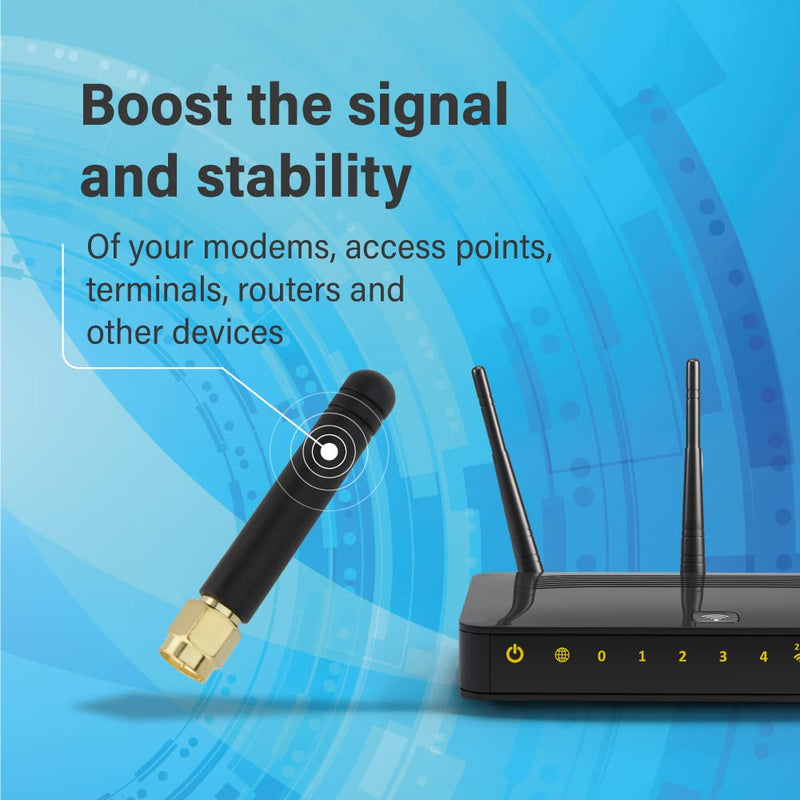 Shopcorp GSM Omni Directional Thumb Antenna with SMA Male Straight Connector – CDMA and WCDMA, 2.5 dBi Gain and 900-1800 MHz (2 Pack) Straight - 2 Pack