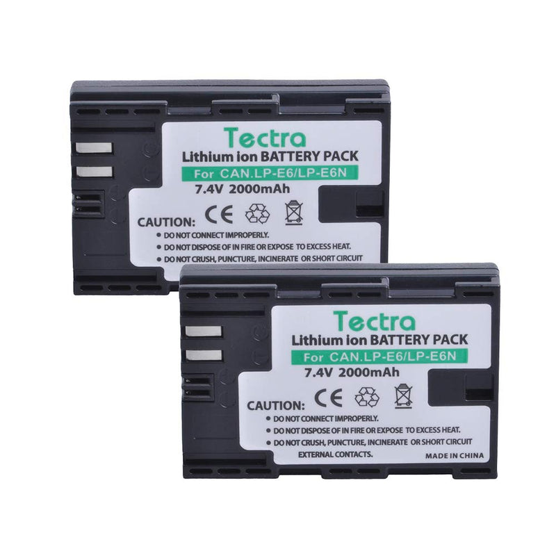 Tectra LP-E6, LP-E6N Replacement Battery with Battery Storage Box for Canon EOS 5D Mark II, Mark III, Mark IV, 5DS, 5DS R, 6D, 60D, 60Da, 6D Mark II, 7D, 7D Mark II, 70D, 80D, R, XC10, XC15