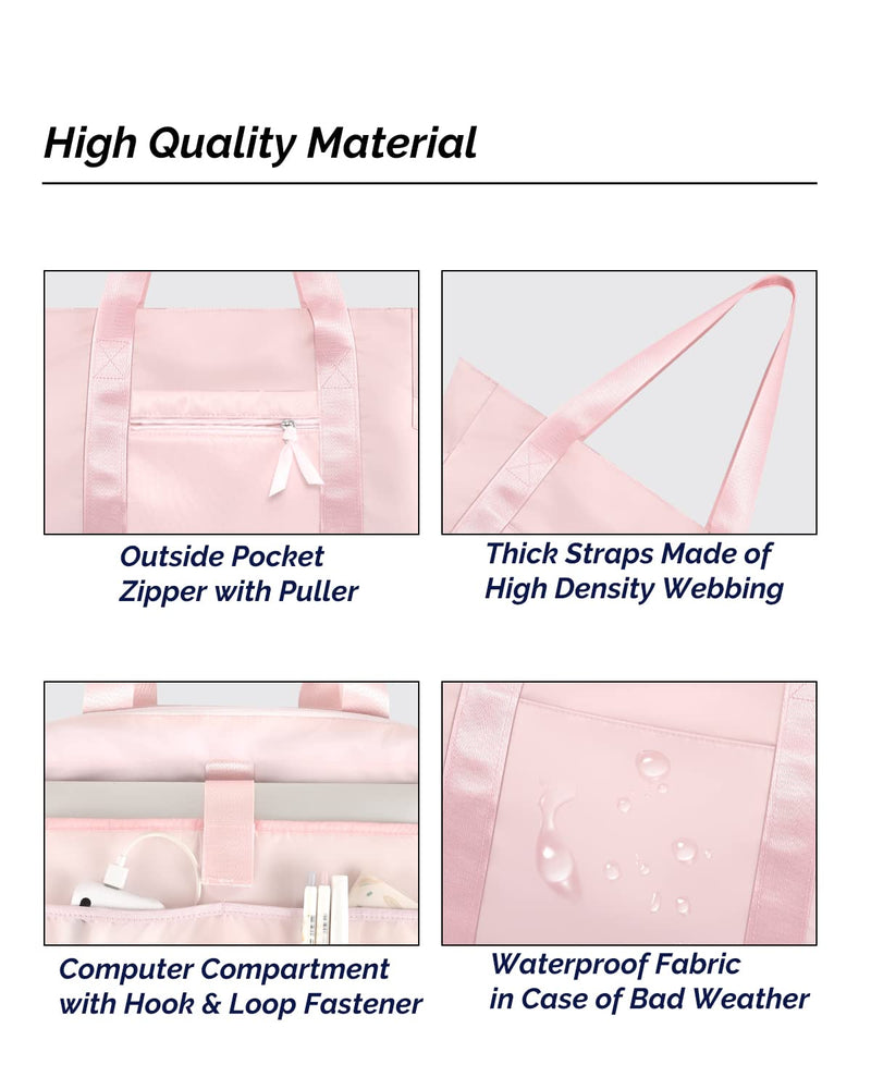 [AUSTRALIA] - Prite Tote Bag for Women Weekender Bag with Laptop Compartment for Work Nurse School Travel Gym Pink 