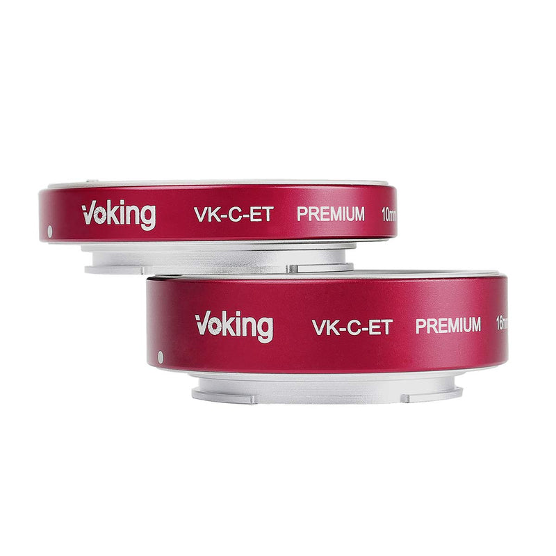 Voking VK-C-ET 10mm+16mm Metal AF Auto Focus Macro Extension Tube Adapter Ring Kit for Canon Mirrorless M2 M3 M5 M6 M10 M50 M100 M200 M6 Mark II EOS-M Cameras Red