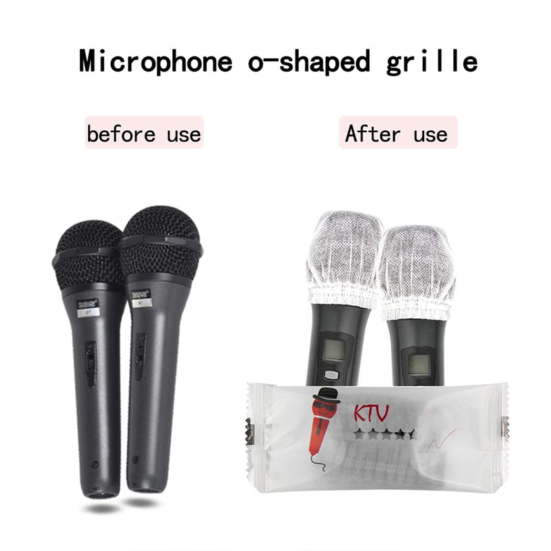 50Pcs Disposable Microphone Cover Non-Woven Handheld Removal Microphone Protective Cover Clean and No-Odor (White) White