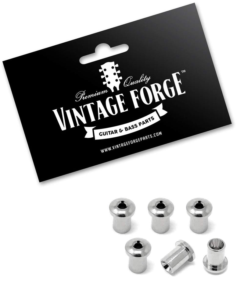 [AUSTRALIA] - Vintage Forge Chrome Top Mount Loading String-Thru Body Ferrules for Electric Guitar (Set of 6) SF140-CHR 