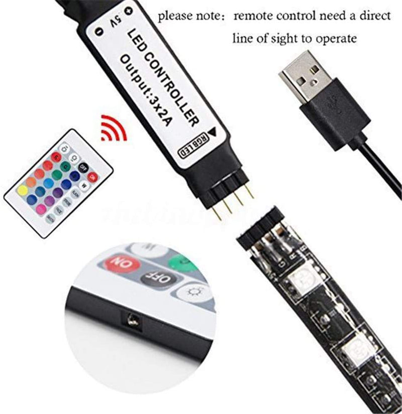 [AUSTRALIA] - RGBZONE 1m USB DC 5V Inline IR Controller with 24 Key Wireless Controller for 5050 3528 RGB LED Light Strip 