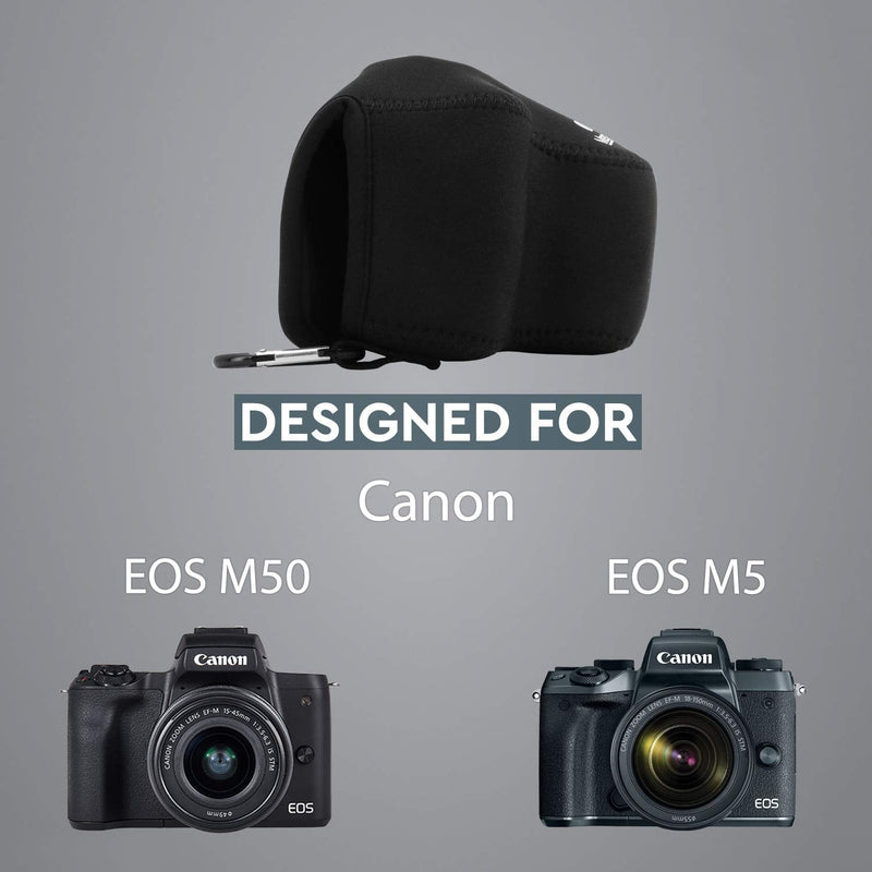 MegaGear Ultra Light Neoprene Camera Case Compatible with Canon EOS M50 Mark II (15-45mm), M50, M5 (15-45mm) Black