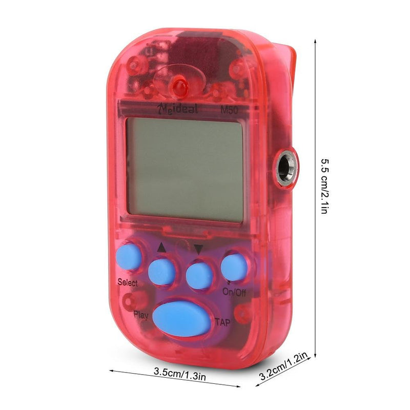Portable Mini Metronome Multi-functional Digital Beat Tempo suitable for Piano Violin Guitar Drum (Red) Red