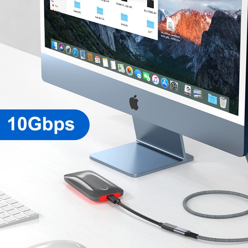 cablecc USB-C USB 3.1 Type-C Male to Female Extension Data Cable 10Gbps 100W with Sleeve for Laptop Phone 20CM Straight -20cm