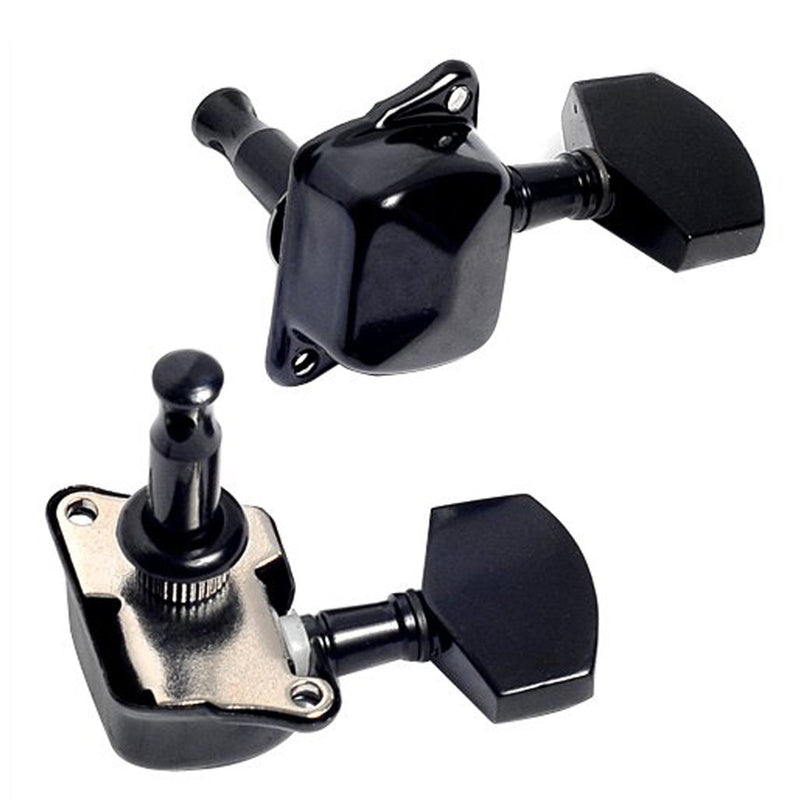 Musiclily 3+3 Semiclosed Guitar Tuners 3L3R String Tuning Pegs Keys Machine Heads Set for Epiphone Les Paul Electric Guitar or Acoustic Guitar, Black Big Button Black