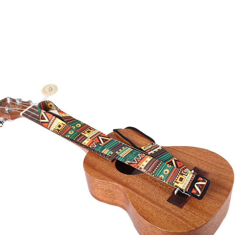 YOLOPARK Retro Ethnic Style Printed Adjustable Ukulele Strap with Hook, Thermal Transfer Ribbon Neck Strap Suitable for 17" 21" 23" 26" Ukulele