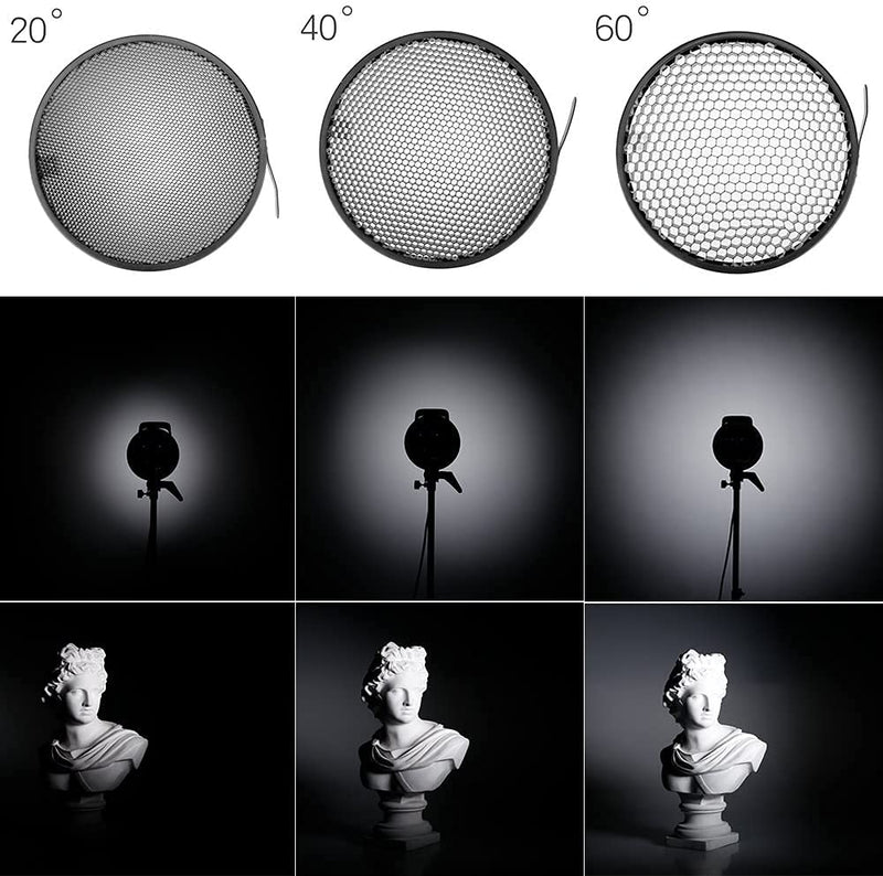 [AUSTRALIA] - YouTin Standard Reflector 7inches/18cm Soft Diffuser with 20°40°60°Honeycomb Grid for Bowen Mount Studio Flash Light and LED Video Light 