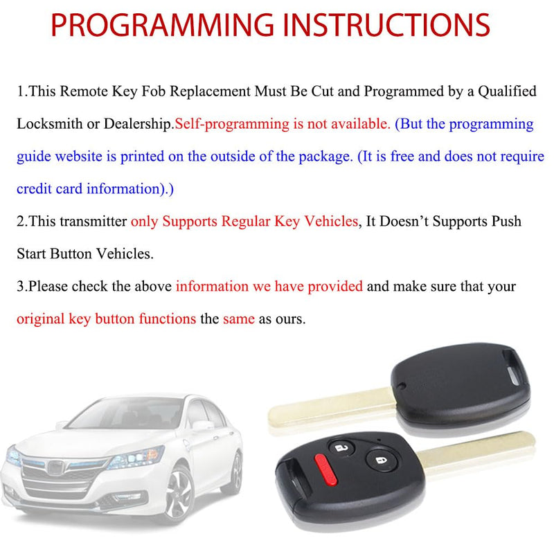 Key Fob Remote Replacement Fits for Honda Pilot 2005 2006 2007 2008 CWTWB1U545 Keyless Entry Remote Control 35111-S9V-325